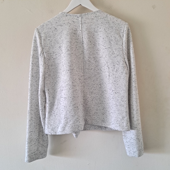 Loft Ivory & Black Overlap L/S Jacket w/ Zip -Sz M - Picture 2 of 7